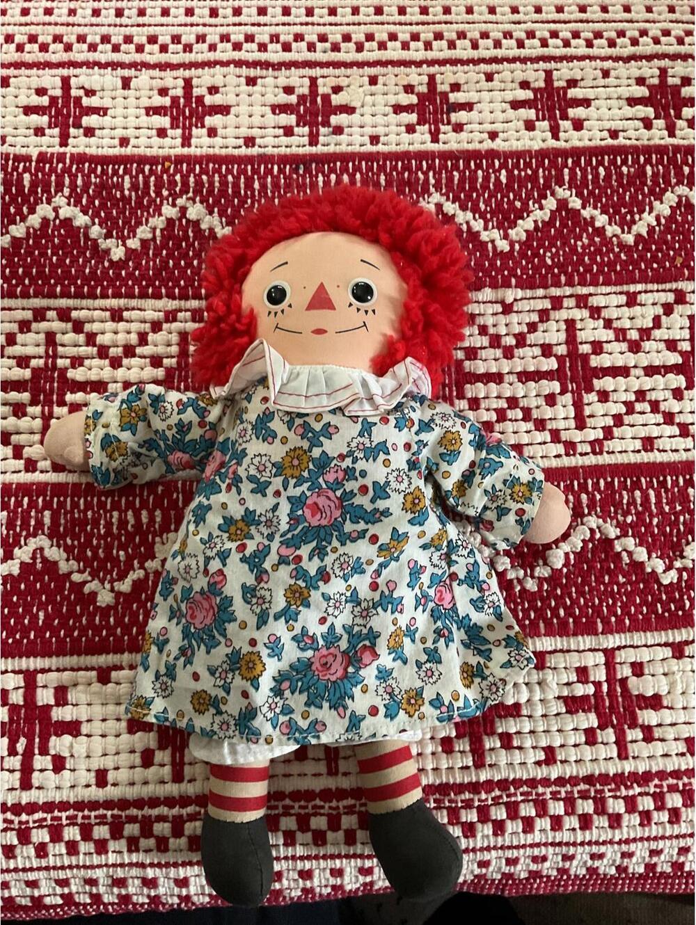 Classic Raggedy Ann Doll with Floral Dress